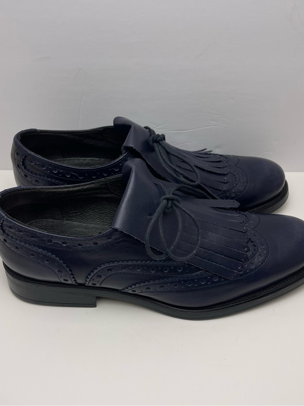 Boemos Women’s Indigo Leather Fringe Kiltie Brogue Wingtip Oxford Lace-Up EU38 - Picture 12 of 16
